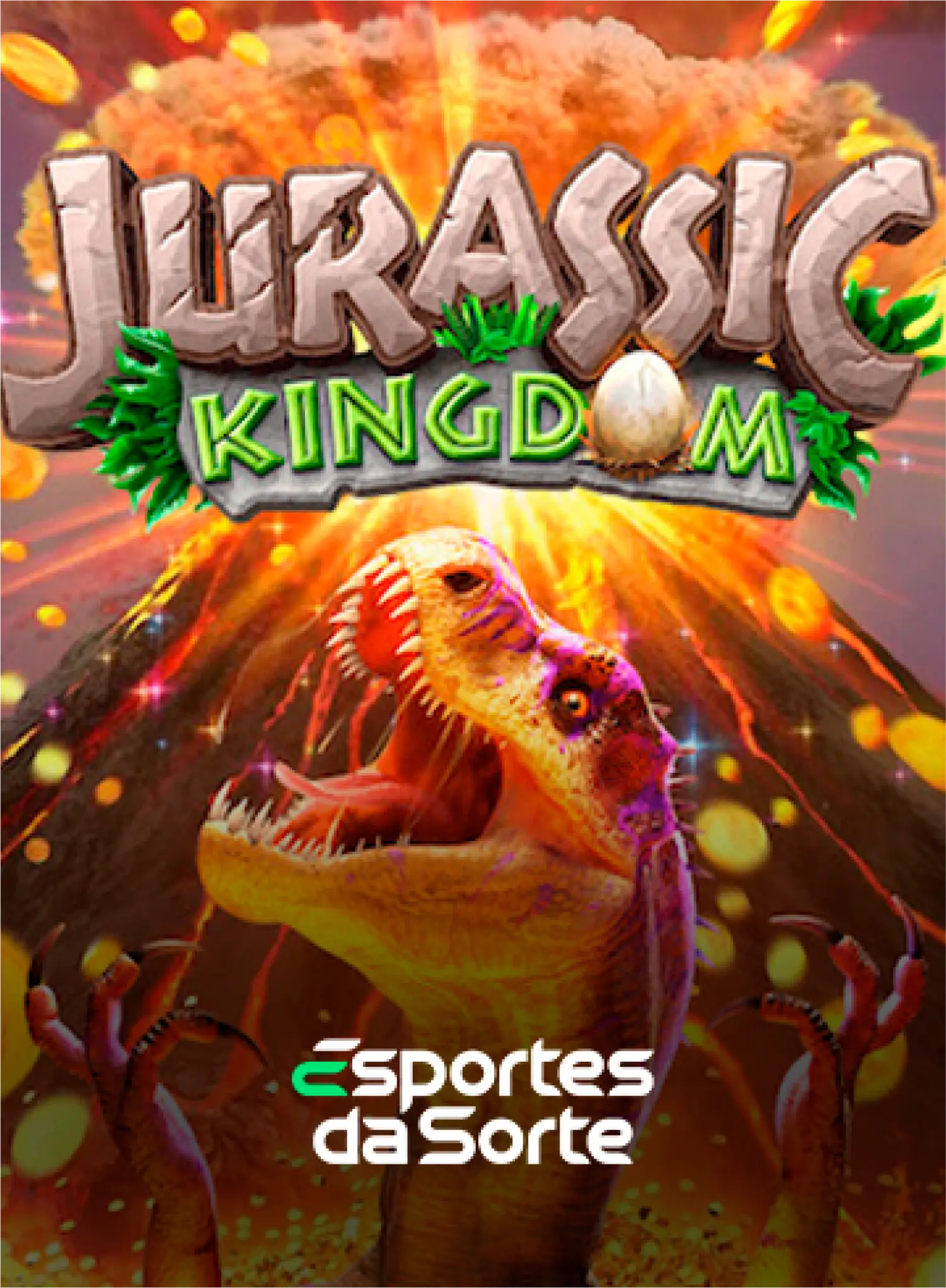 Slot Jurassic Kingdom com multiplicador ativo e T-Rex no Esportes da Sorte